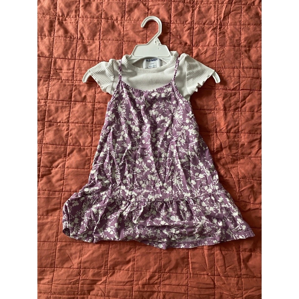 Girl Old Navy Purple Floral Sundress With Undershirt Size XS (5)‎